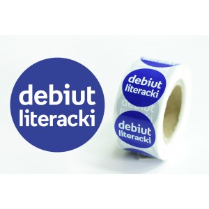 DL-naklejki "Debiut literacki" (okrągłe, niebieskie), 500 szt