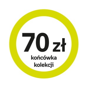 NP-naklejki "70 zł końcówka kolekcji" (okrągłe, z zieloną ramką), 200 sztuk