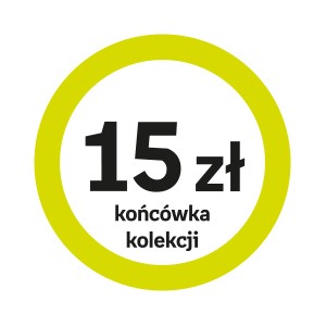 NP-naklejki "15 zł końcówka kolekcji" (okrągłe, z zieloną ramką), 500 sztuk